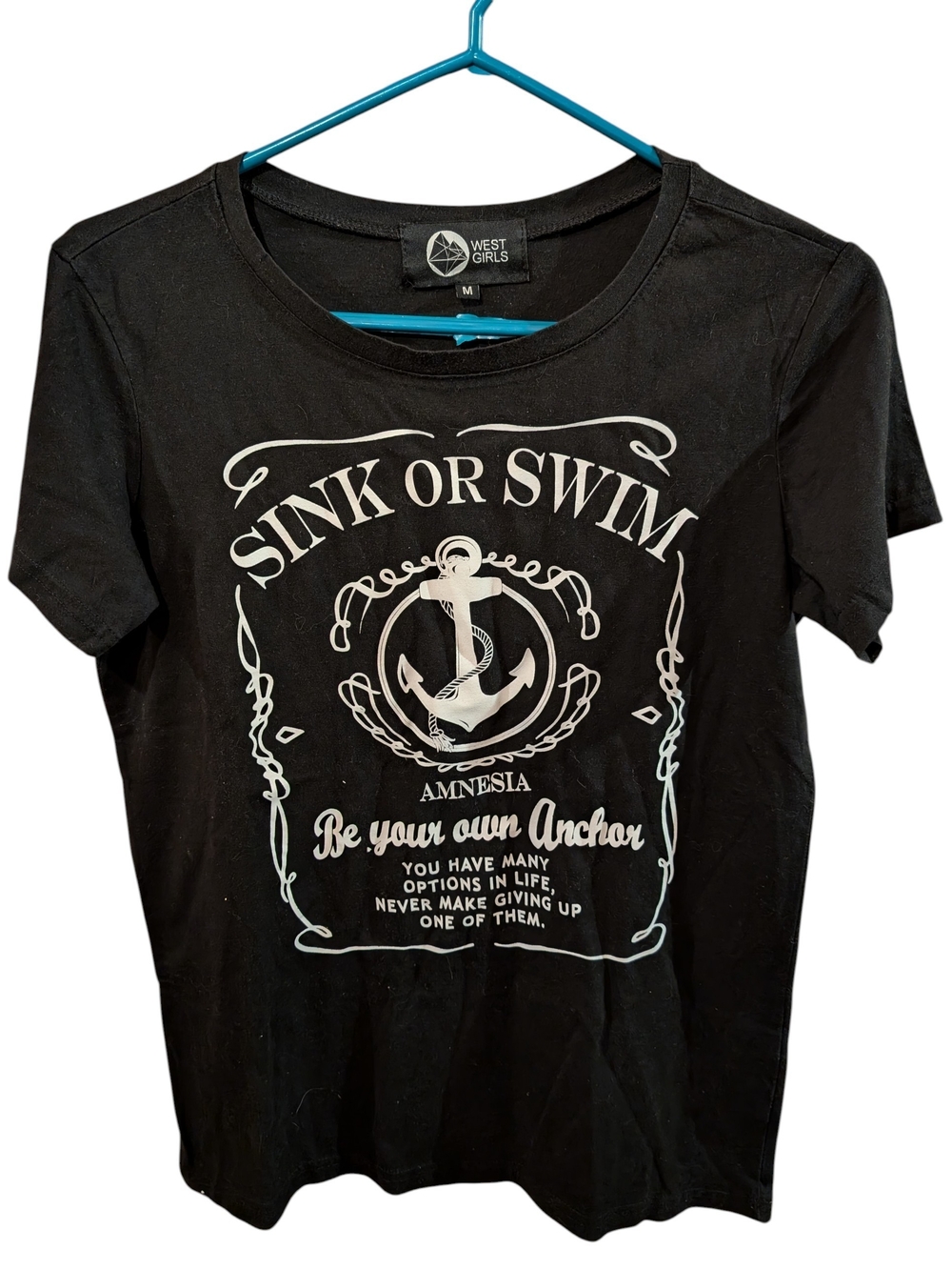 Black 'Sink or Swim' Graphic Swim Tee